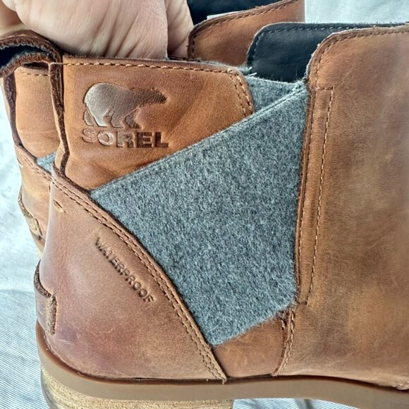 Sorel Emelie Chelsea Leather Boot Brown Leather Velvet Casual Winter Essential - Picture 6 of 8